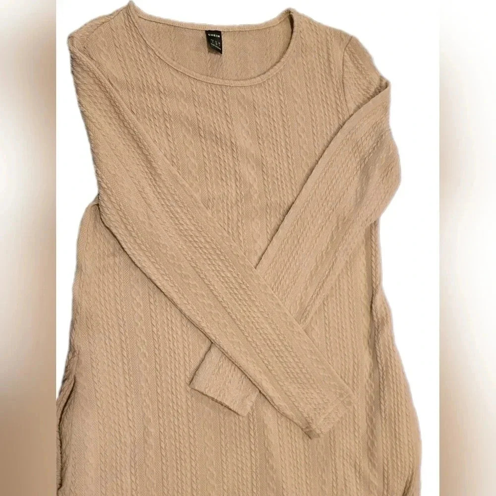 SHEIN, Size S, Coffee Colored Longsleeve Cable Knit Dress - Picture 4 of 11